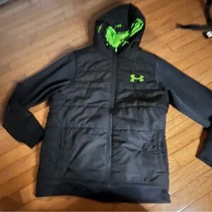 Under Armour Black Puffer Jacket with Neon Green Accents
